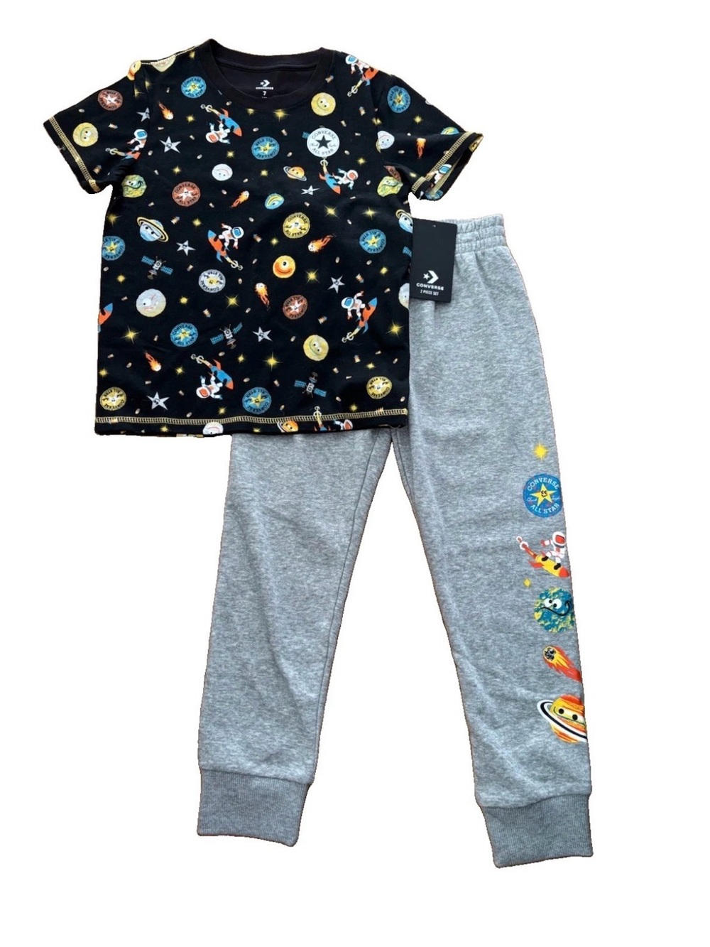 Converse Boys Space Print Short Sleeve Tee & Joggers Set - Size 7